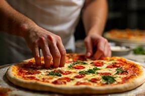 Pizzaiolo préparant une pizza chez Pizza Bella Notte